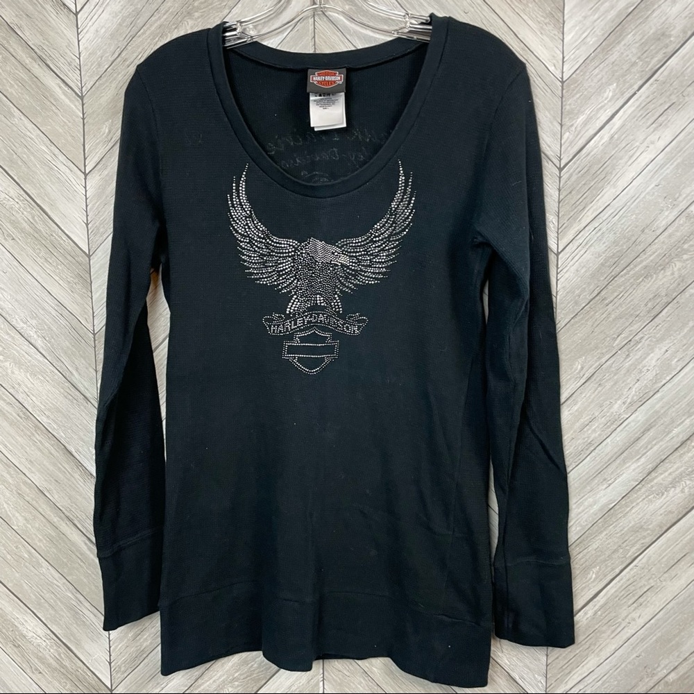 Harley-Davidson Henley neck thermal long T-shirt Men's XL equivalent / eaa526770